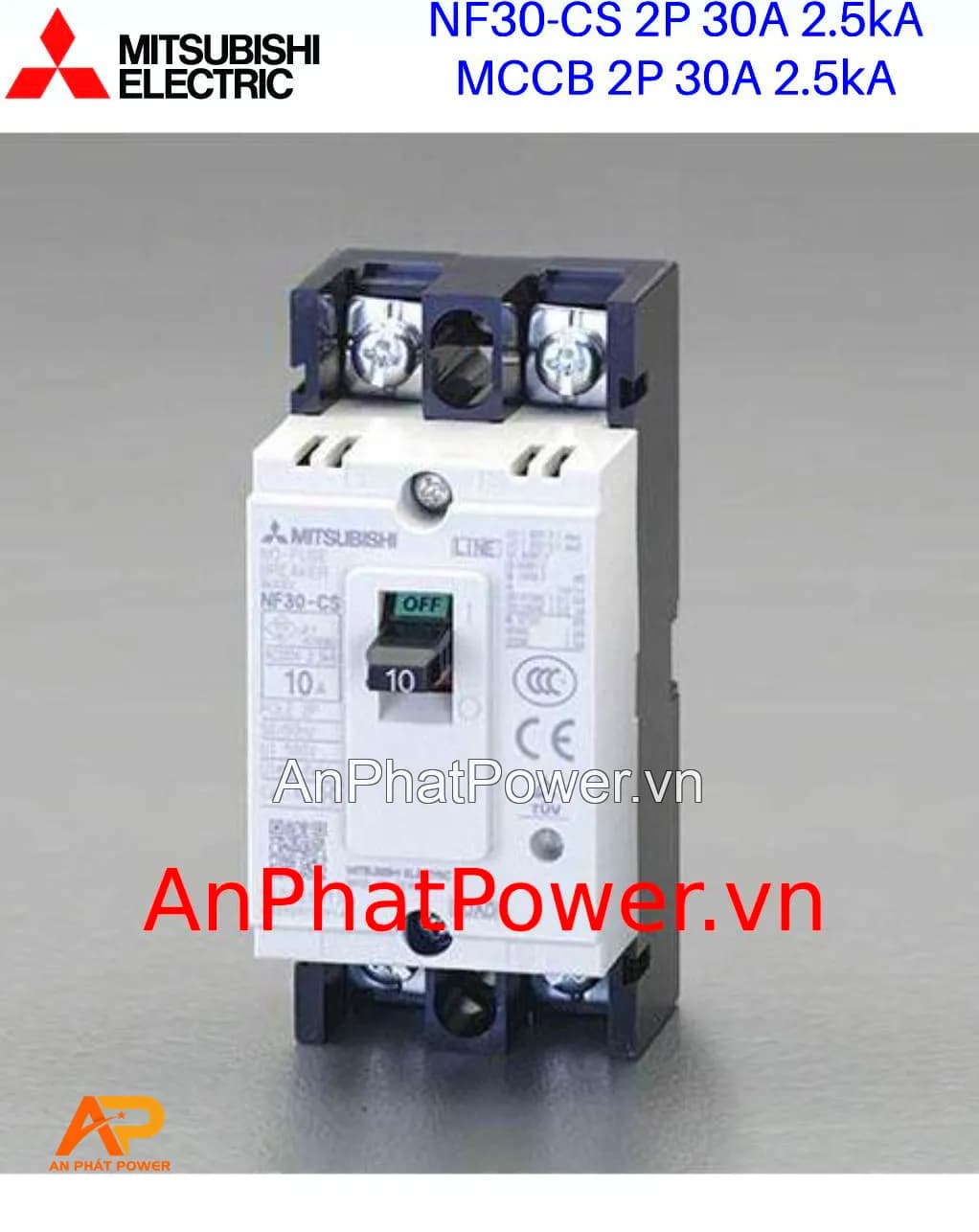 Aptomat khối 2P 30A 2.5kA Mitsubishi NF30-CS Chính hãng
