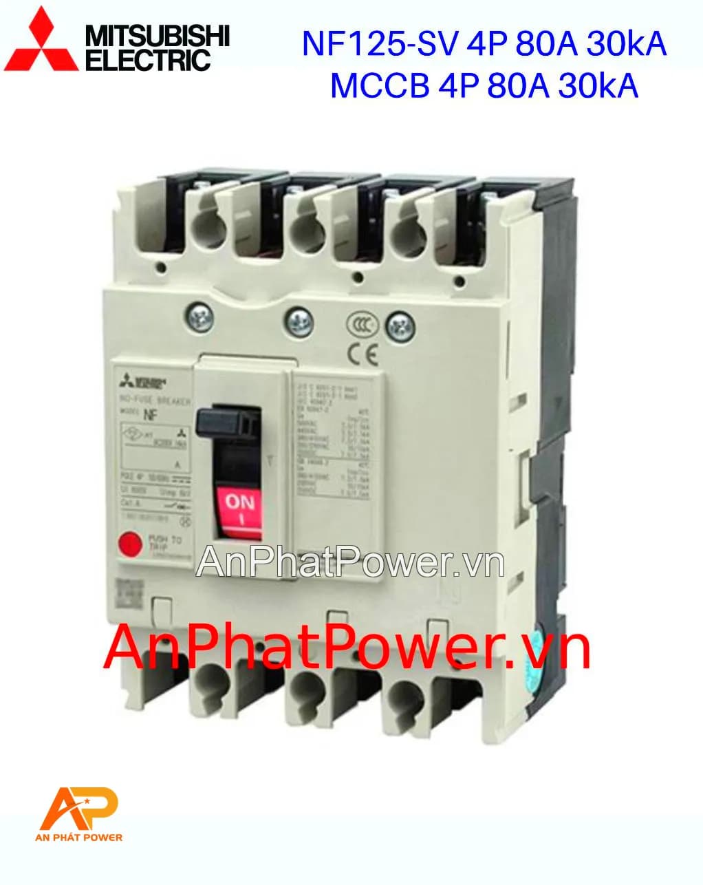 Aptomat khối 4P 80A 30kA Mitsubishi NF125-SV Chính hãng