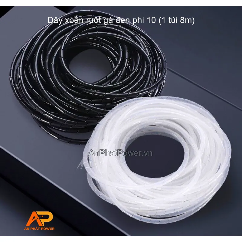 Dây xoắn ruột gà đen phi 10 (1 túi 8m)