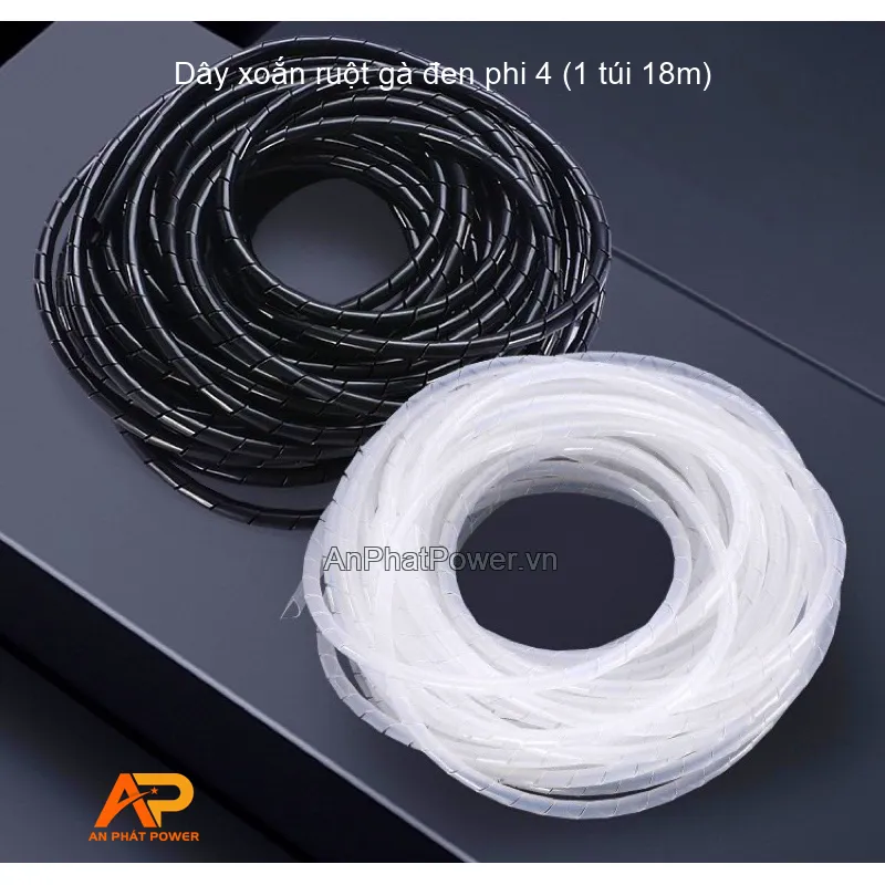 Dây xoắn ruột gà đen phi 4 (1 túi 18m)