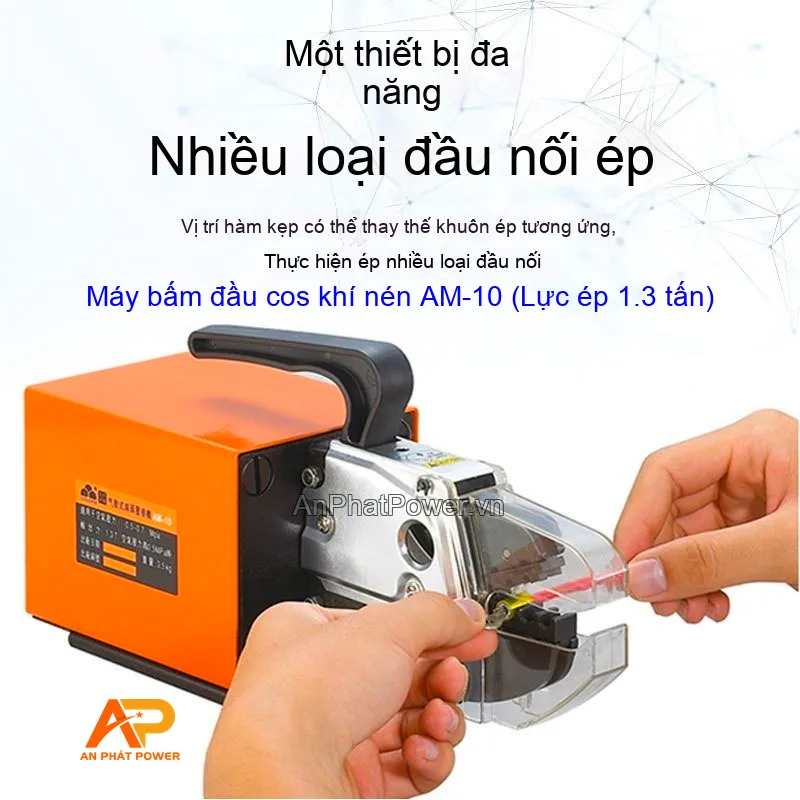Máy bấm đầu cos khí nén AM-10 (Lực ép 1.3 tấn)