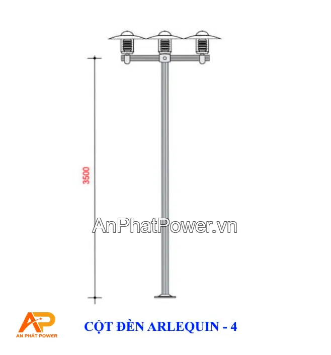 Cột đèn trang trí sân vườn Arlequin kết hợp đèn Ruby-4 Chính hãng