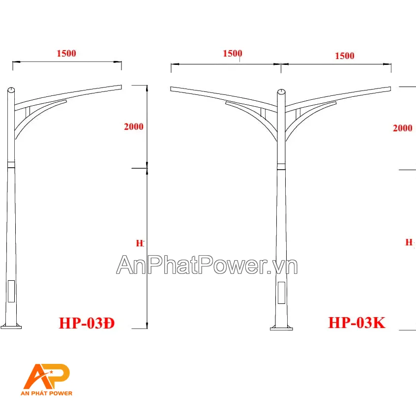 Cột đèn đường HP-03 Chính hãng