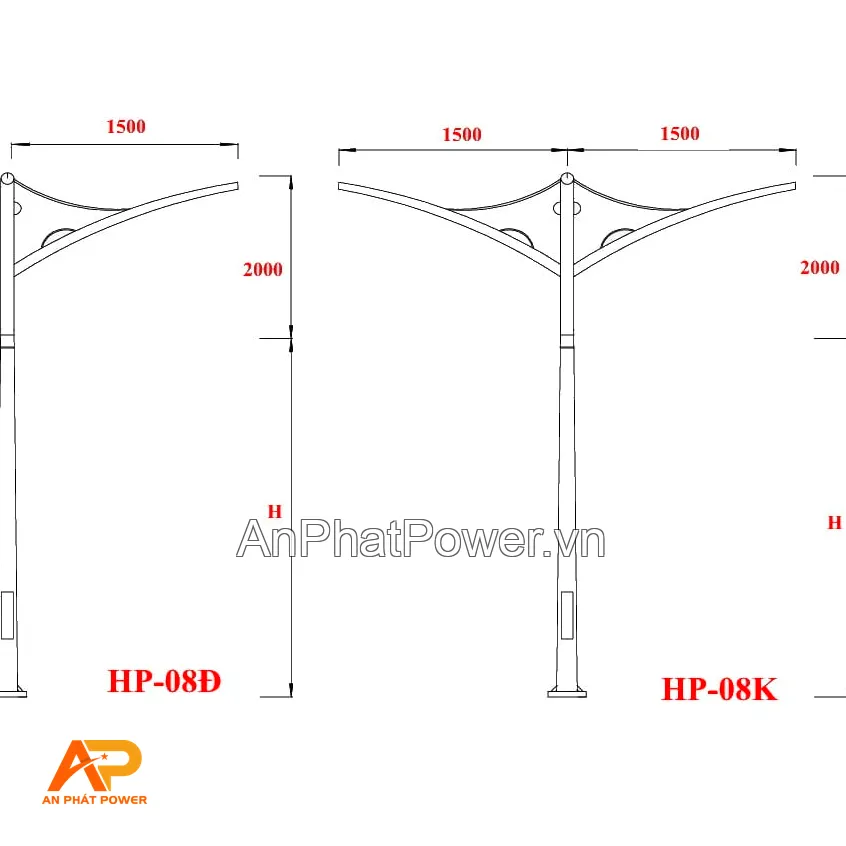 Cột đèn đường HP-08 Chính hãng