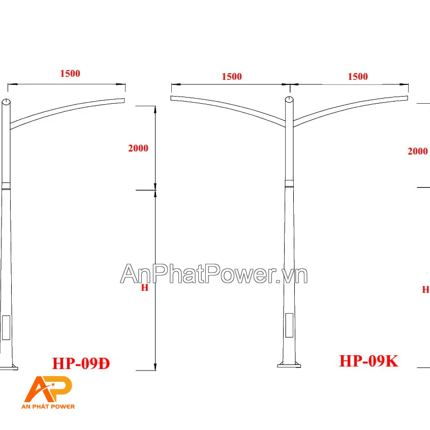 Cột đèn đường HP-09 Chính hãng