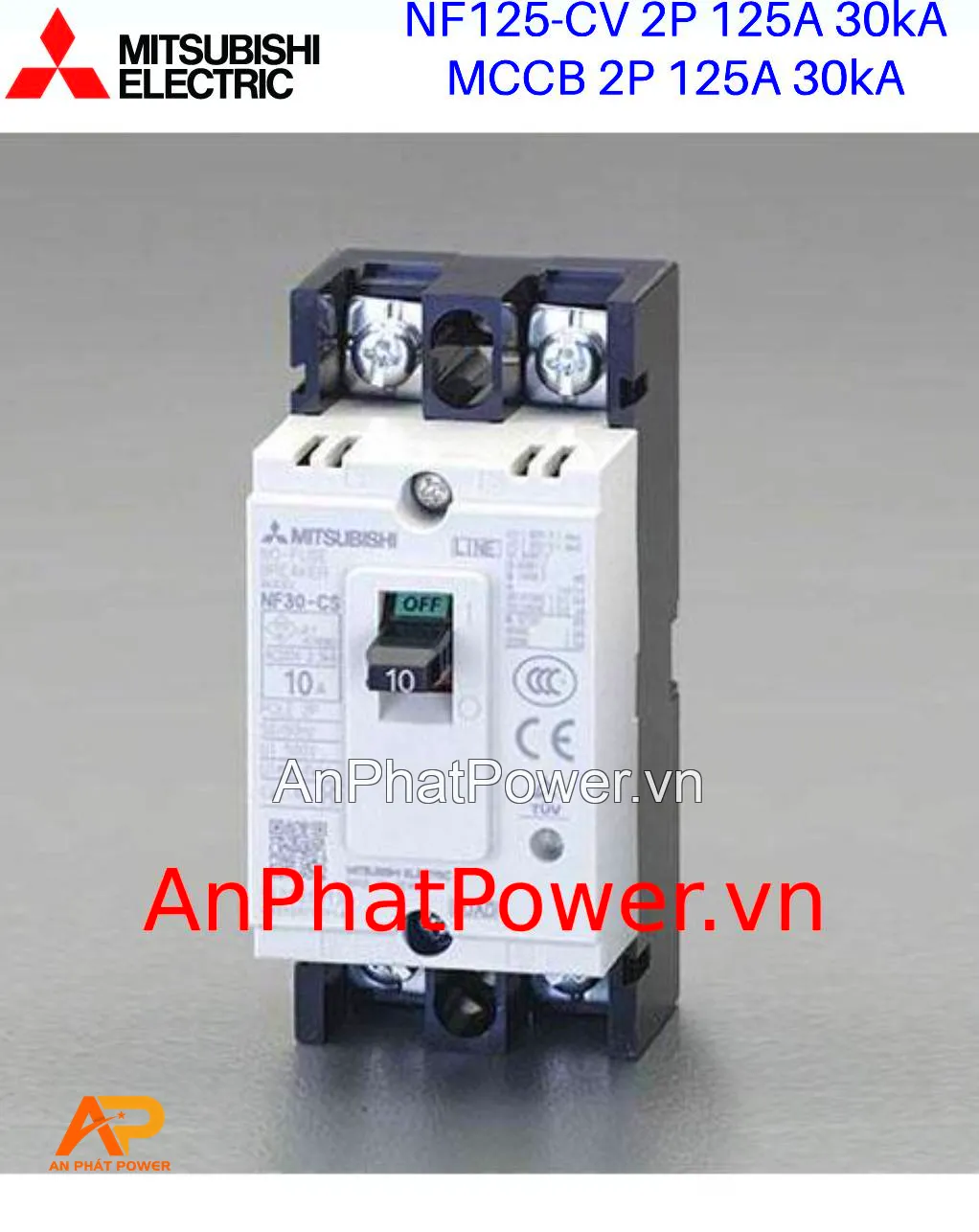 Aptomat khối MCCB 2P 125A 30kA Mitsubishi NF125-CV Chính hãng