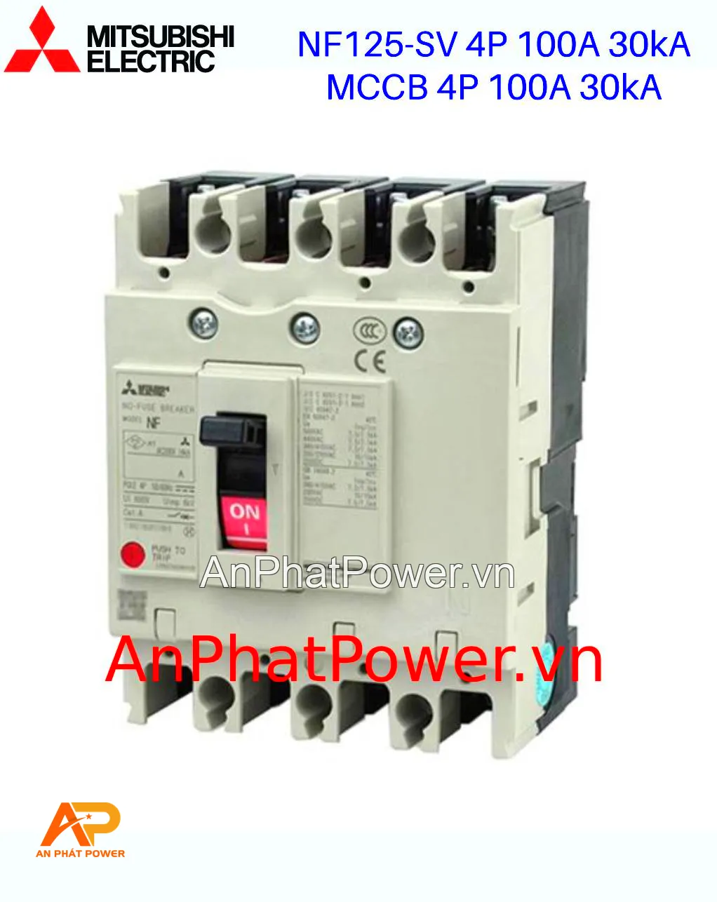Aptomat khối 4P 100A 30kA Mitsubishi NF125-SV Chính hãng