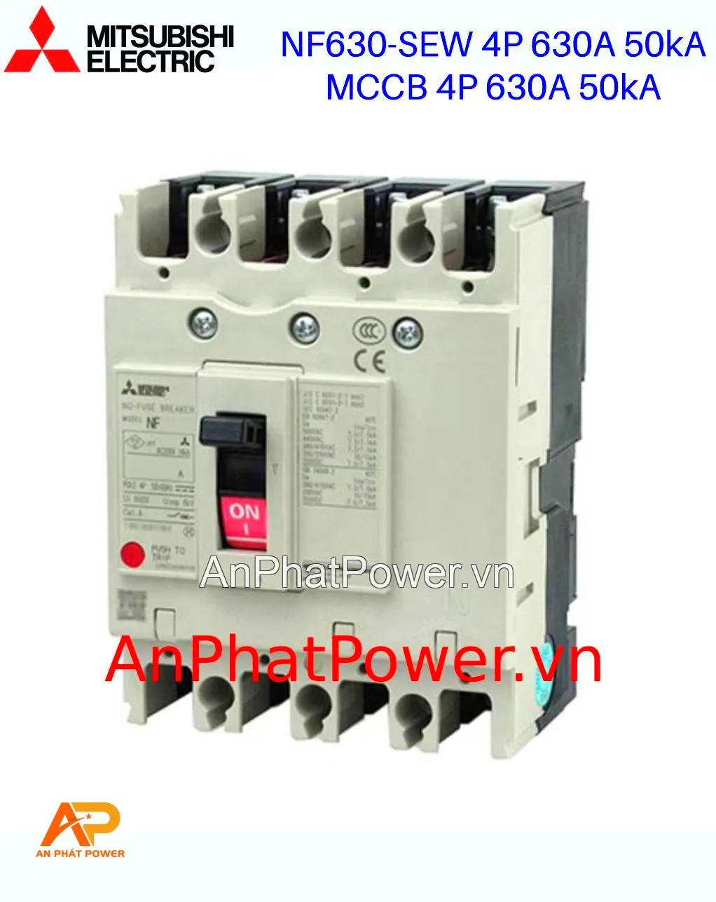 Aptomat khối 4P 630A 50kA Mitsubishi NF630-SW Chính hãng