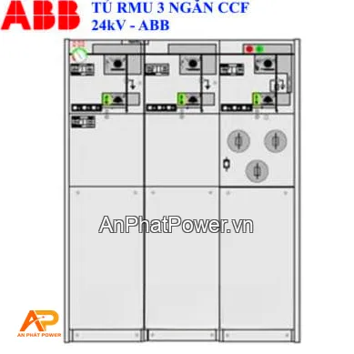 Tủ RMU ABB 24kV 3 Ngăn (2 CDPT 630A + 1 Chì 200A) 20kA/3s Chính hãng